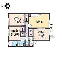 シャルマン弐番館A棟 3DKの間取図画像