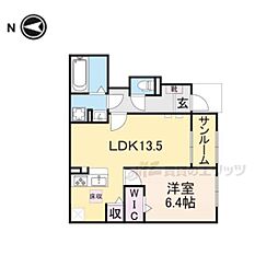 カーサ・リンドペローI 1LDKの間取図画像