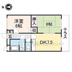 ハイツ秋桜 2DKの間取図画像
