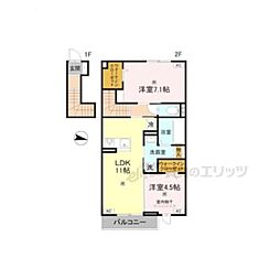 ブリスコート永慶寺 2LDKの間取図画像