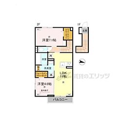 ブリスコート永慶寺 2LDKの間取図画像