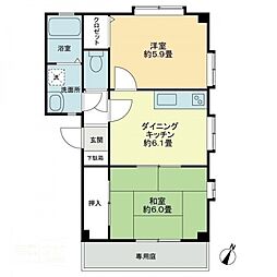 フォブールサンシャインA 2DKの間取図画像