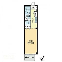 フォブールヒロB 1Kの間取図画像