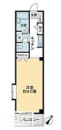 フォブールヒロB 1Kの間取図画像