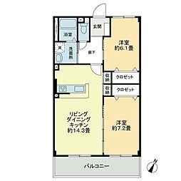 フォブールロジュマン1 2LDKの間取図画像