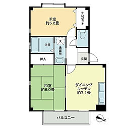 カーザ・クオーレ 2DKの間取図画像