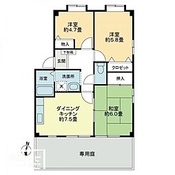 フォブール城南 3DKの間取図画像