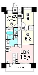 フローレンス加治屋町 2SLDKの間取図画像