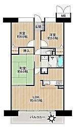 バンベール木場 3LDKの間取図画像