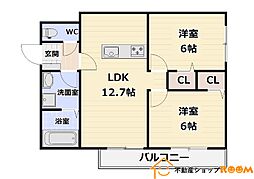 CLOVERSQUARE 2LDKの間取図画像