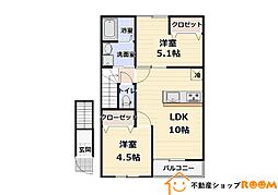 レイクパレス2 2LDKの間取図画像