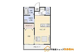パークパレス池の本4番館 1LDKの間取図画像