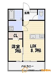 ROOM2 1LDKの間取図画像