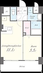 メゾンクラウン大手山 1LDKの間取図画像