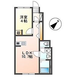 ベルメゾン矢取 1LDKの間取図画像