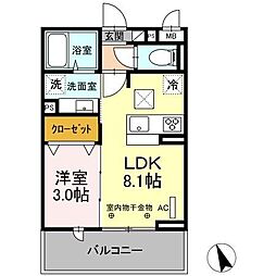 カスティーヨ 1LDKの間取図画像
