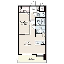 S-RESIDENCEMUTSUMONabreastI 1LDKの間取図画像