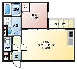 ベルモ 1LDKの間取図画像