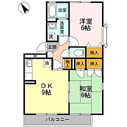 ニューライフつぶくA 2DKの間取図画像