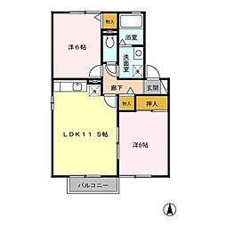 セジュール・プリム 2LDKの間取図画像