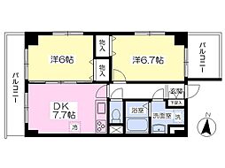 グランドパレス桜 2DKの間取図画像