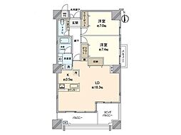プログレス鹿田本町 2LDKの間取図画像