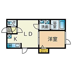 アークコート平岸32 2階1DKの間取り