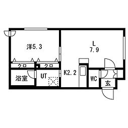 EINMAL6(アインマール6) 3階1LDKの間取り