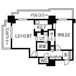 パシフィックタワー札幌 1LDKの間取図画像