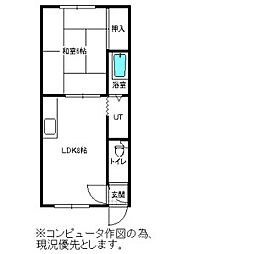 コーポ道下 1LDKの間取図画像