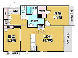 シャーメゾングランデ 2LDKの間取図画像