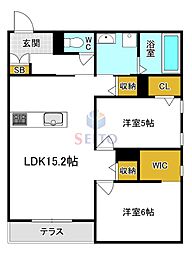 ハイテラス千里 2LDKの間取図画像
