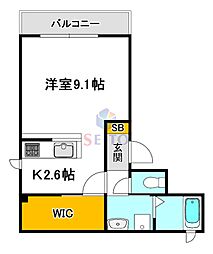 シャーメゾンハレクラニ 1Kの間取図画像