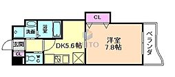 サンヴェール三国 1DKの間取図画像