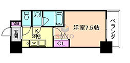 ディームス江坂 1Kの間取図画像