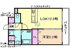 プレスティージュ新大阪 1LDKの間取図画像