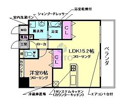 ウィスタリア三国 1LDKの間取図画像