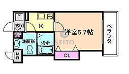 Luxe豊津 1Kの間取図画像