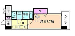 Luxe江坂北 1Kの間取図画像