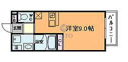 グリュック豊津 1Kの間取図画像