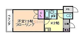 KM江坂 1Kの間取図画像