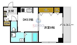 プロスパー江坂 1DKの間取図画像