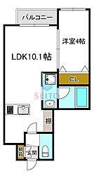 ウェルスクエア江坂II 1LDKの間取図画像