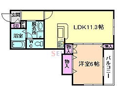 ブランレグルス 1LDKの間取図画像