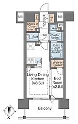 オーベルアーバンツ両国 1LDKの間取図画像