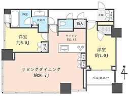 シティタワーズ豊洲ザ・シンボル 2LDKの間取図画像