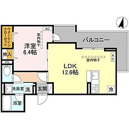 宇都宮市ゆいの杜6丁目アパート 1LDKの間取図画像