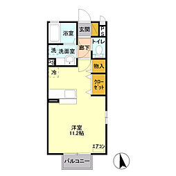 メゾンベール2 ワンルームの間取図画像