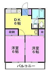 ハピネスヴィラ 2DKの間取図画像