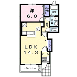 アン・ボヌールA 1LDKの間取図画像